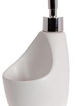 Дозатор для мийного засобу "white" 350 мл, 10.5х9.5х18 см із підставкою для губки, білий trn