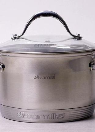 Каструля kamille mystery 2.9 л зі скляною кришкою, 7-шарове дно кухонна каструля з кришкою