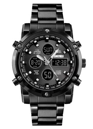Классические наручные часы skmei 1389 черные стильные наручные часы для мужчин