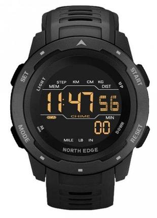 Тактические часы north edge mars pro black 5bar (черный) стильные наручные часы для мужчин