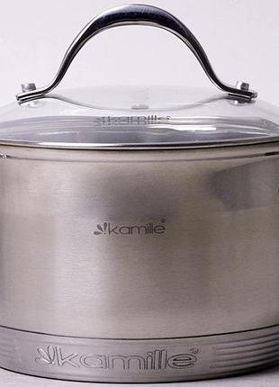 Каструля kamille mystery 6.5 л зі скляною кришкою, 7-шарове дно кухонна каструля з кришкою