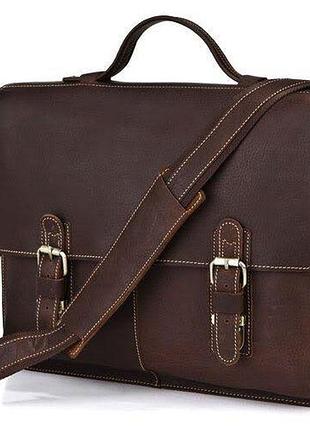 Мужской портфель из натуральной кожи vintage 14155 коричневый практичный кожаный портфель