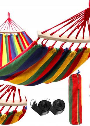 Одномісний гамак із планкою summer різнобарвний xl 200х100 wcg