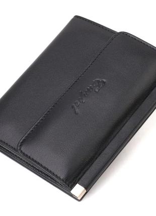 Ультрамодний гаманець для жінок із натуральної гладкої шкіри canpellini 21928 чорний стильний гаманець