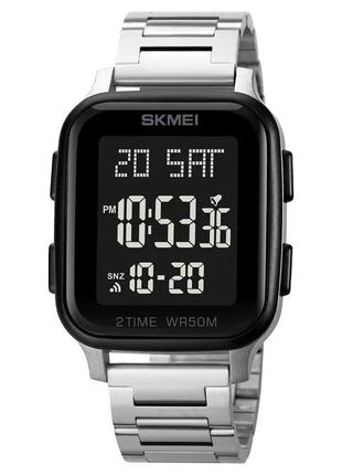 Чоловічий наручний годинник skmei 1859 на браслеті (сріблястий) стильний наручний годинник для чоловіків