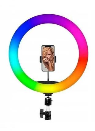 Кольцевая цветная селфи лампа mjj-26 usb led rgb с держателем селфи лампа кольцо trn