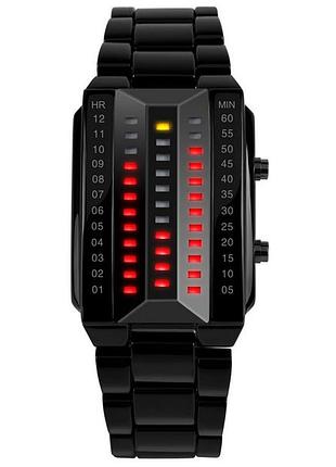 Уникальные бинарные мужские часы skmei 1035 (черные) стильные наручные часы для мужчин