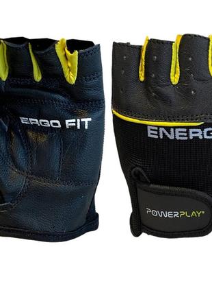 Рукавички для фітнесу powerplay 9058 energy чорно-жовті m фитнесные перчатки