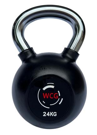 Гиря гумова з хромованою ручкою wcg 24 кг спортивний снаряд гиря