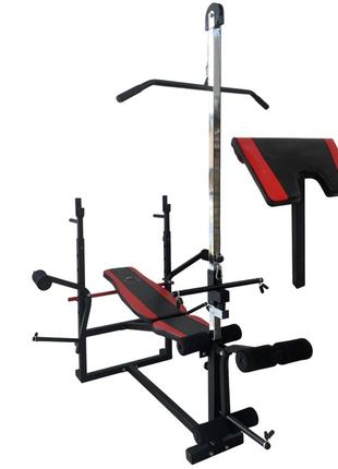 Лава тренувальна wcg 0070 + тяга, приставка скота + набір 60 кг спортивна тренажерна лава