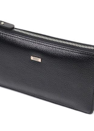 Интересный клатч на два отделения из натуральной кожи флотар bond 22047 черный красивая сумочка- клатч
