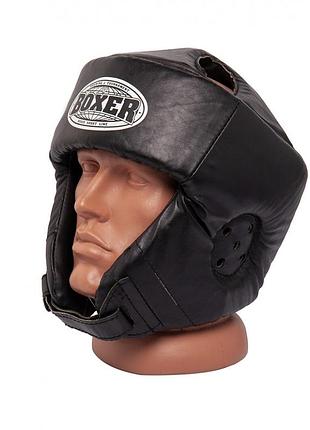 Шолом карате boxer l шкіра 0,8-1 мм чорний шолом для боксу