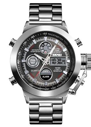 Мужские спортивные наручные часы skmei 1515 серебристый стильные наручные часы для мужчин