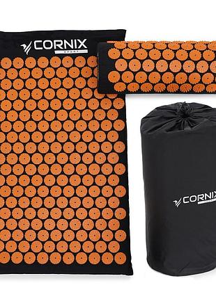 Килимок акупунктурний з валиком cornix classic mat аплікатор кузнєцова xr-0111 black/orange trn
