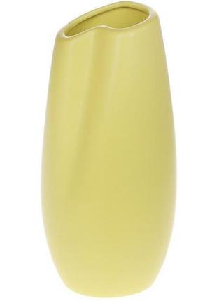 Ваза фарфоровая stone flower "элегия" ø10х21см, желтая матовая красивая ваза для цветов