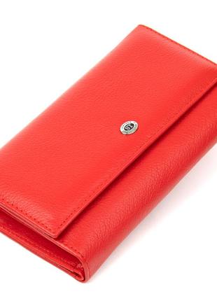Місткий гаманець для жінок st leather 19391 червоний стильний гаманець-шумок для жінок