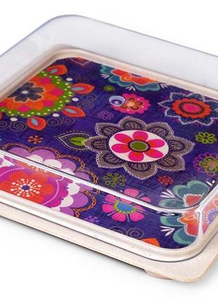 Емкость для хранения продуктов fissman purpur 16x16x3см из бамбукового волокна, с пластиковой крышкой trn