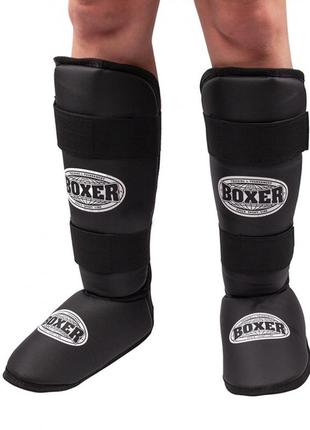 Защита голени и стопы xl (кожвинил 0.6мм) черные защита на ноги для единоборств