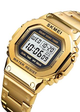 Чоловічий наручний годинник skmei 1456 singapore золотистий