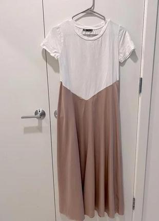 Нереальне плаття футболка zara, верх коттон, знизу шовкове (імітація), old money 2024