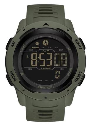 Чоловічий наручний спортивний годинник sanda зелений