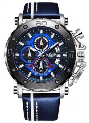 Наручные кварцевые часы lige bali blue стильные наручные часы для мужчин