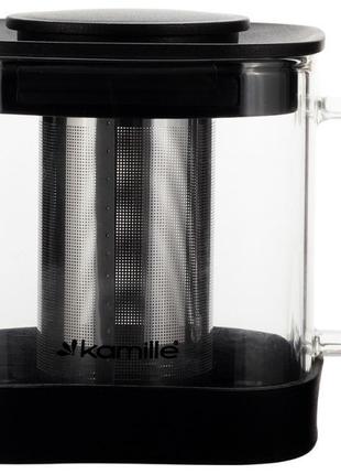 Чайник стеклянный заварочный kamille 1000мл со съемным ситечком (0777m) заварник чайник для заваривания чая