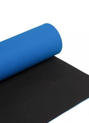 Коврик ivn для йоги и фитнеса сине-черный 1850х550х5мм eva йога мат фитнесный коврик