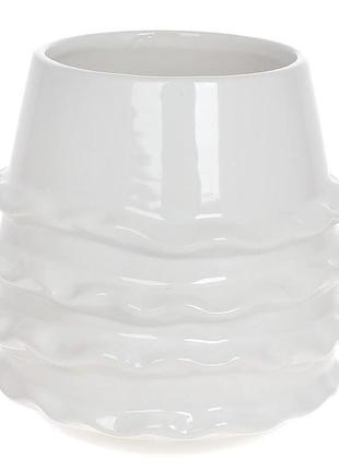 Ваза керамічна "stone flower катаріна" 17x17x17 см, білий глянець красива ваза для квітів