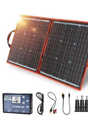 Сонячний зарядний пристрій solar panel 110w (2xusb+type-c) 20в-вихід + зарядка автомобільного акб