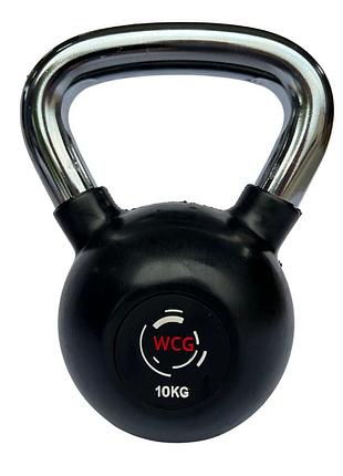Гиря гумова з хромованою ручкою wcg 10 кг спортивний снаряд гиря