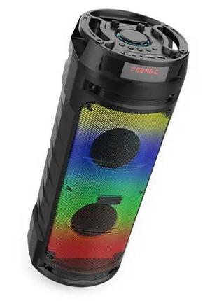 Портативная акустическая система winso zqs6210w-6.5"x2 с rgb 30w с караоке микрофоном и пультом музыкальная