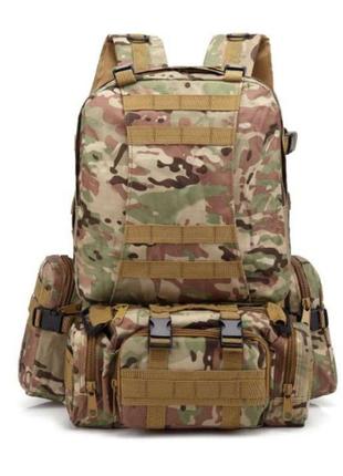 Тактичний великий рюкзак мультикам tacticbag 45-55л з підсумками (камуфляж)