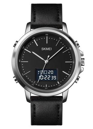 Чоловічий спортивний наручний годинник skmei 1652 (сріблястий із чорним) стильний наручний годинник для чоловіків