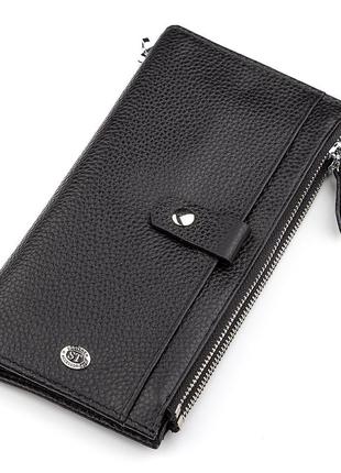 Кошелек st leather 18383 (st420) надежный черный стильный кошелек бумажник для женщин