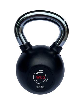 Гиря гумова з хромованою ручкою wcg 20 кг спортивний снаряд гиря