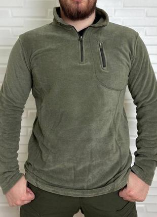 Тактическая мужская флисовая кофта реглан bikatex оливковый, xl кофта флиска для военных