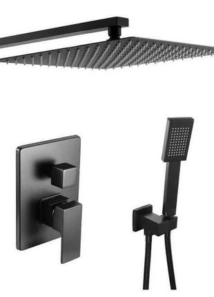 Душовий гарнітур quyanre з прихованим монтажем лійка 400х400 мм (чорний)