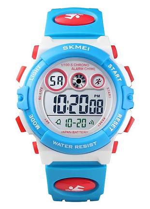 Дитячий спортивний наручний годинник skmei 1451 білий з блакитним