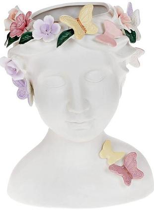 Ваза порцелянова "illusion муза в кольоровому вінку" ø 14х18 см гарна ваза для квітів