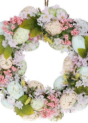 Вінок великодня "рожеві квіти" ø 35 см, у пастельних тонах trnk
