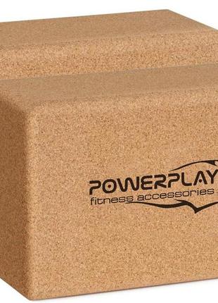 Блоки для йоги 2шт. powerplay pp_4006 из пробкового дерева cork yoga block (пара) trn