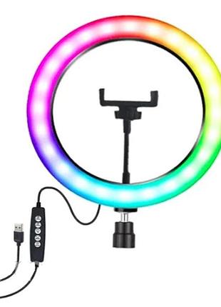 Светодиодная кольцевая лампа mjj-30 led rgb usb + держатель селфи лампа кольцо trn