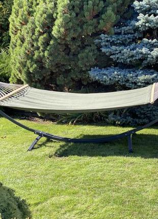 Монотонний гамак із планкою wish зелений одномісний xl 200х100 wcg