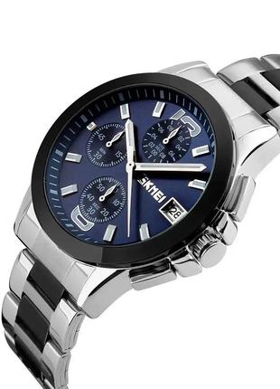 Мужские часы skmei 9126 с хронографом синий стильные наручные часы для мужчин