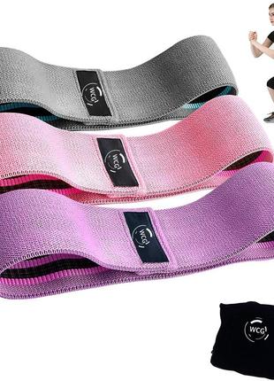 Фитнес резинки тканевые wcg набор из 3х шт фитнесные резинки