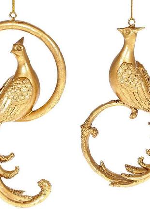 Набір 2 підвісні фігурки "павлін і кільце", золото trnk