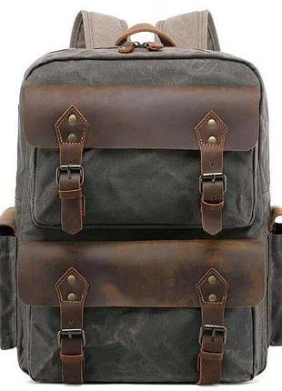 Туристичний рюкзак canvas vintage 20107 болотний стильний практичний рюкзак
