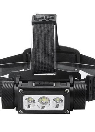 Світлодіодний налобний ліхтар boruit b39 xm-l2+2*xp-g2 5000lm 21700/18650 type-c ліхтарик