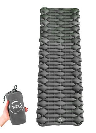 Великий надувний каремат похідний, туристичний wcg для кемпінгу (сірий) trn